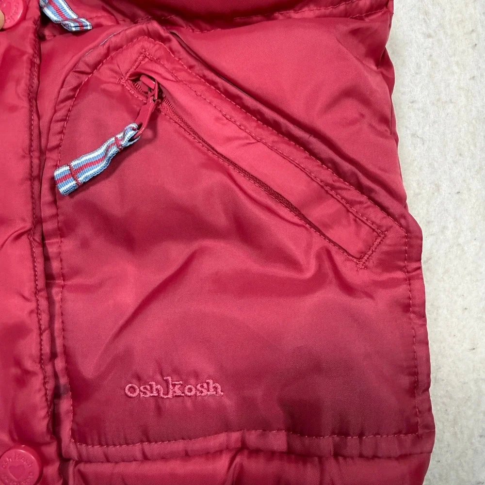 OshKosh Bgosh Girls Pink Puffer Vest Blue Fleece Lined Size 4 Kids Outerwear